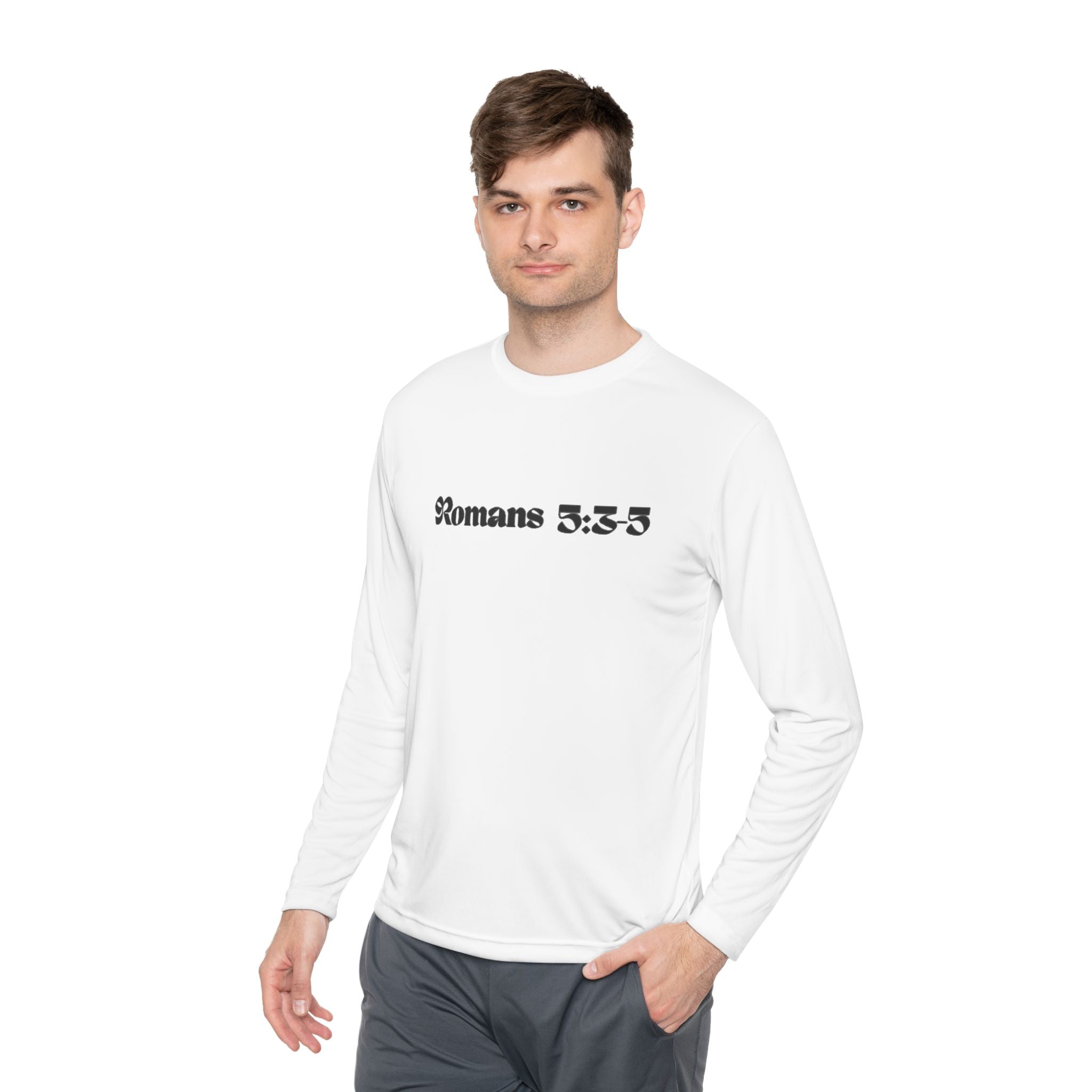 Romans 5:8 Long Sleeve Tee — Crown of Thorns Christian Faith Shirt