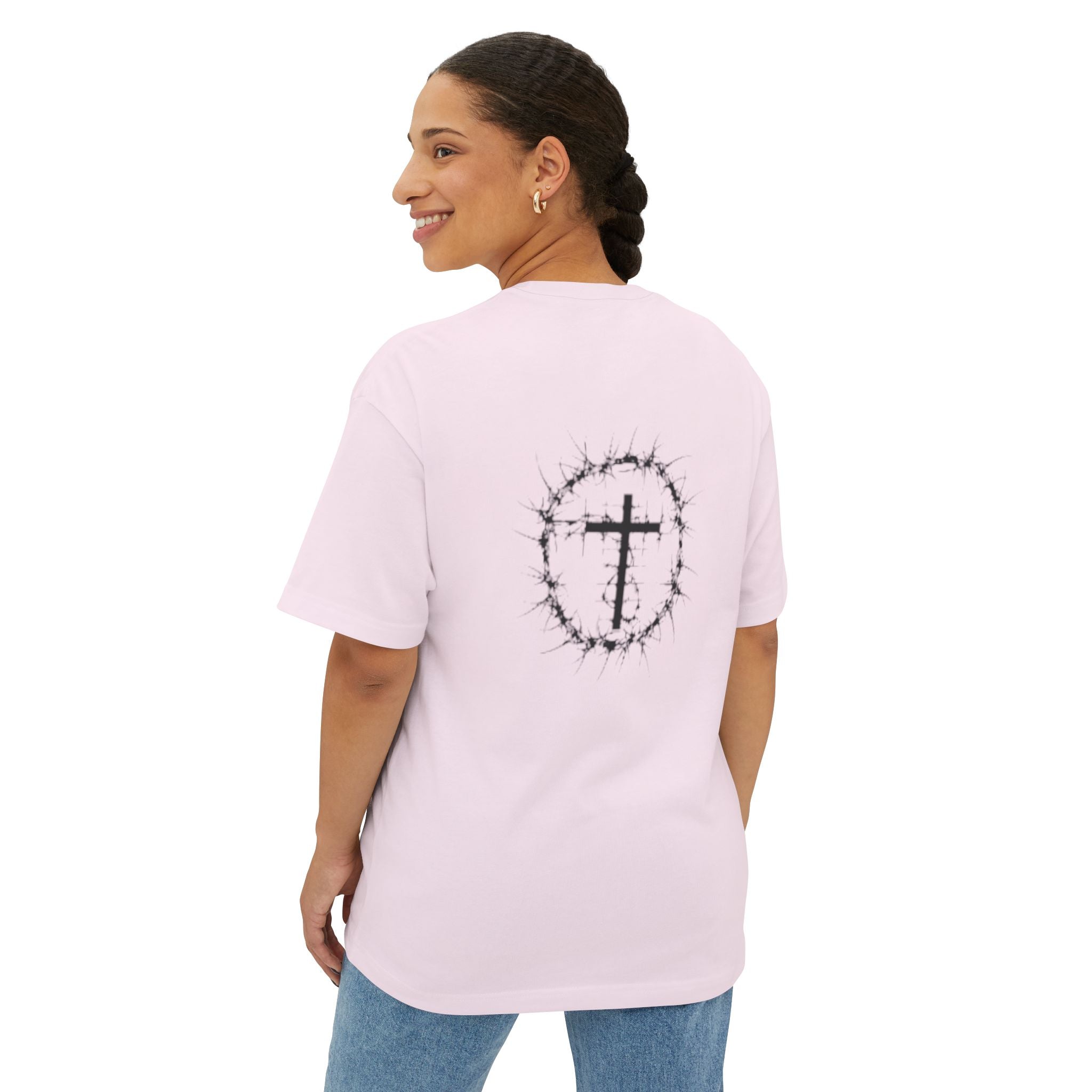 Romans 8:38 Tee — Christian Cross & Crown of Thorns Oversized Shirt