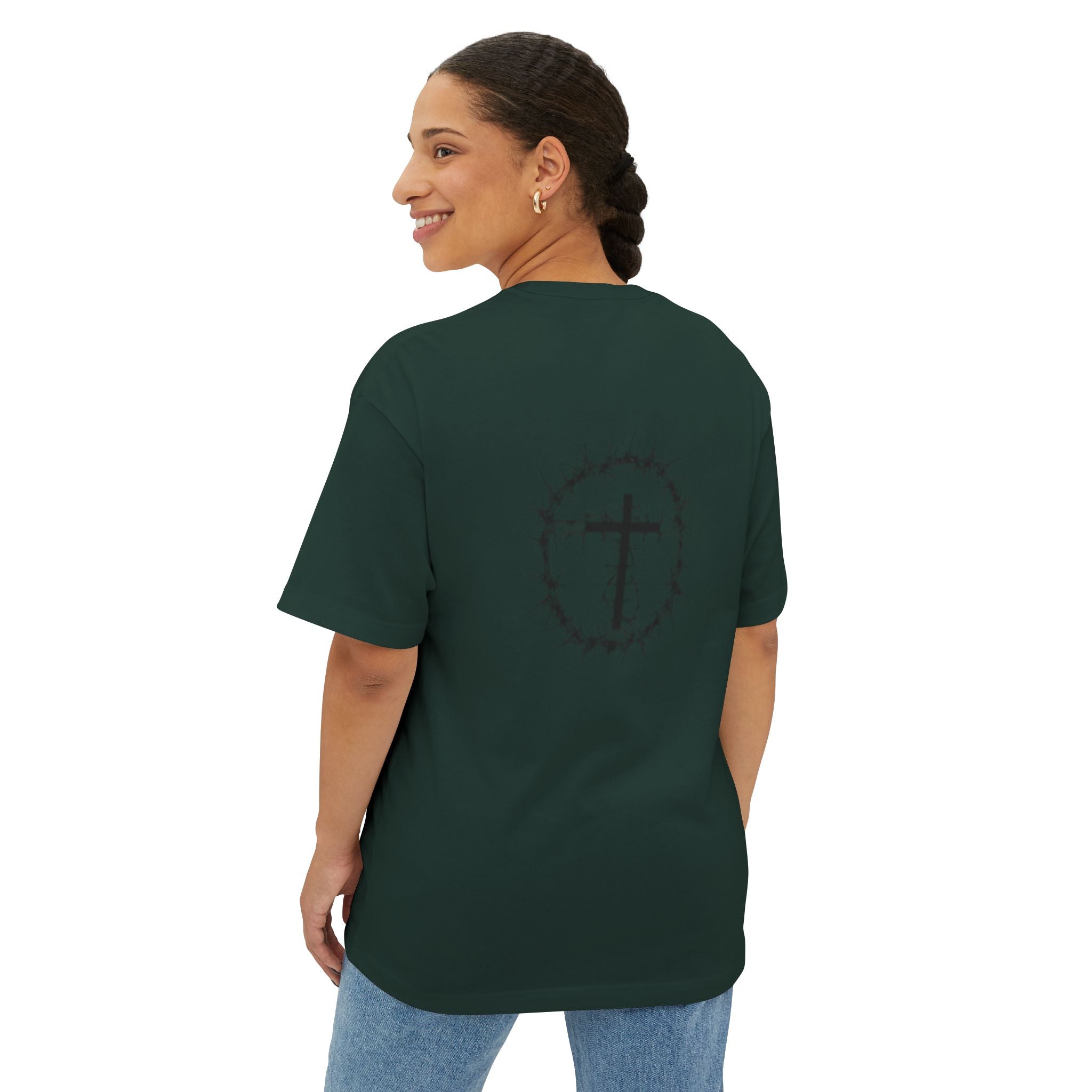 Romans 8:38 Tee — Christian Cross & Crown of Thorns Oversized Shirt