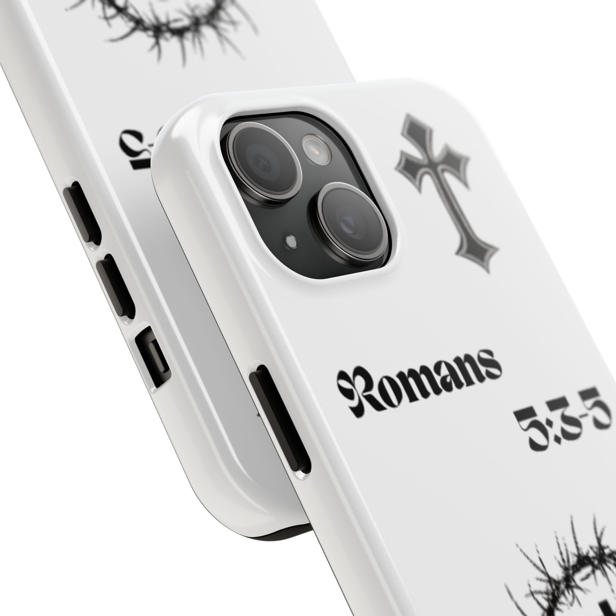 Romans 5:3-5 Christian Tough Phone Case — Inspirational Cross & Crown of Thorns Design