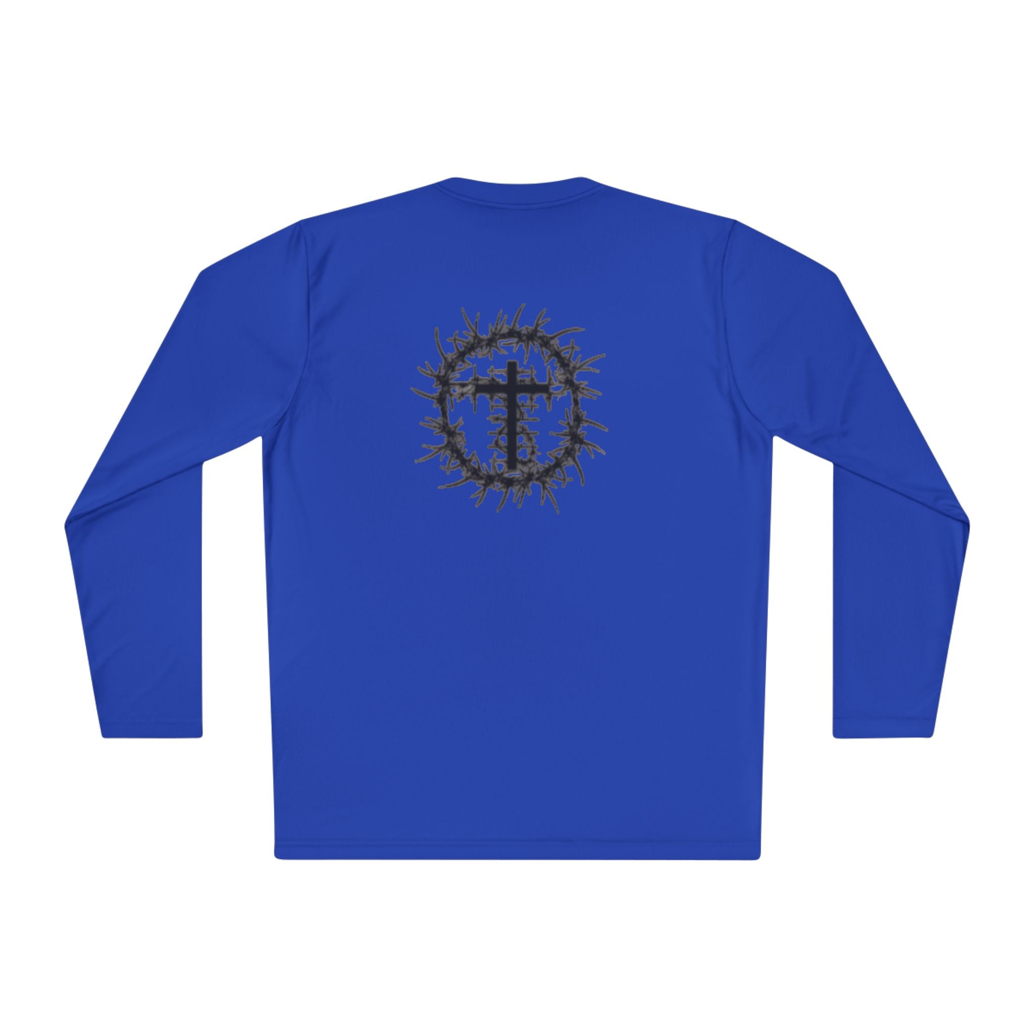 Romans 5:8 Long Sleeve Tee — Crown of Thorns Christian Faith Shirt