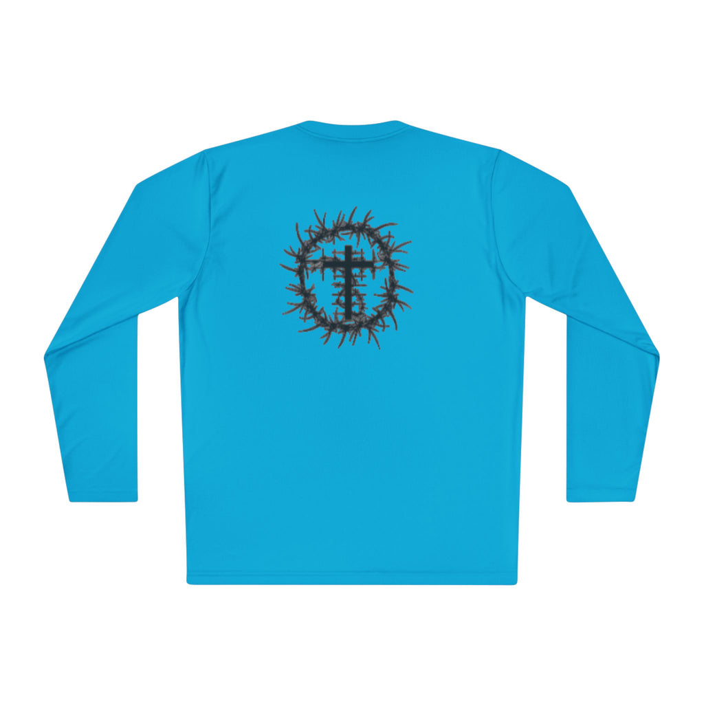 Romans 5:8 Long Sleeve Tee — Crown of Thorns Christian Faith Shirt
