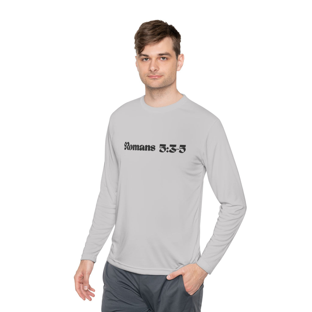 Romans 5:8 Long Sleeve Tee — Crown of Thorns Christian Faith Shirt