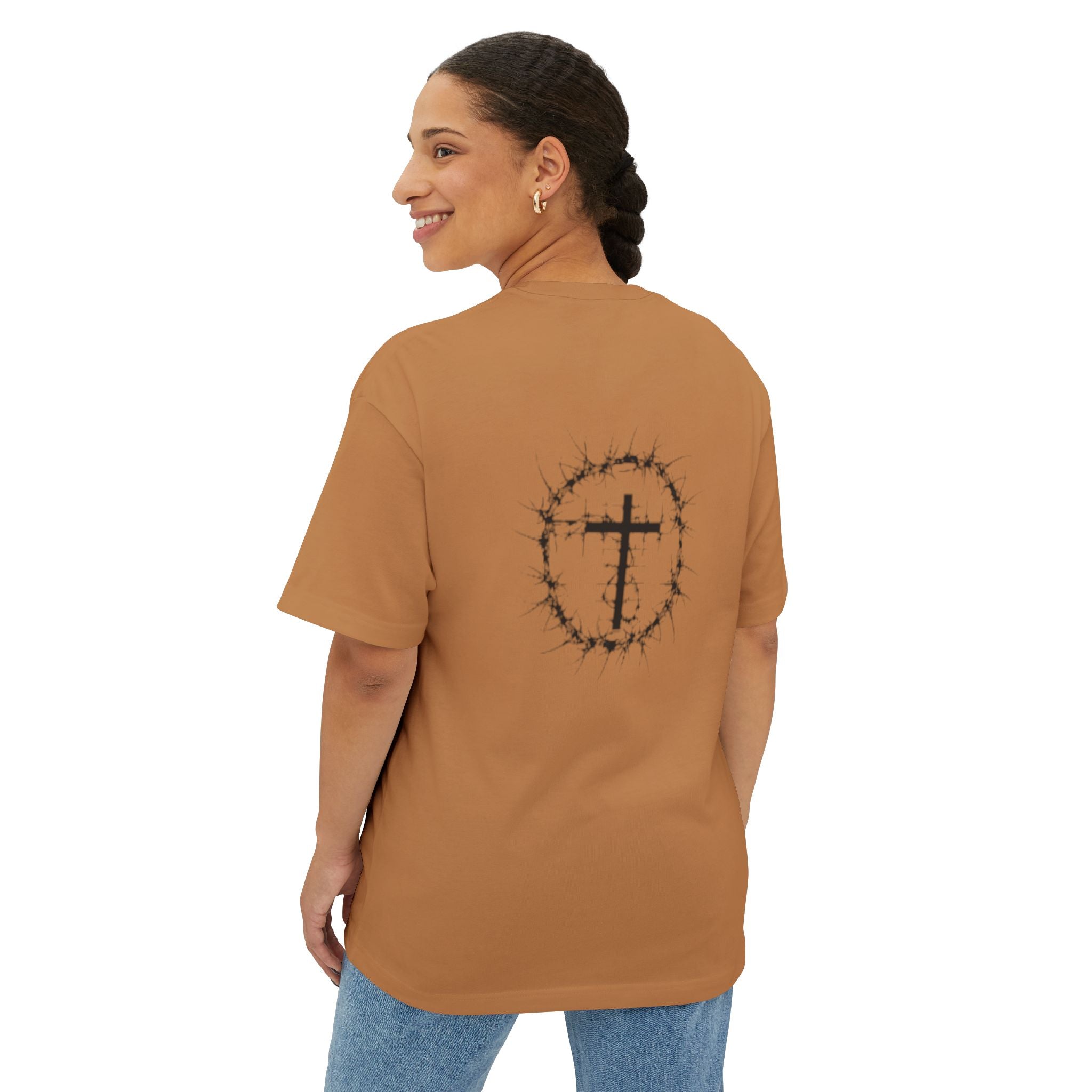 Romans 8:38 Tee — Christian Cross & Crown of Thorns Oversized Shirt
