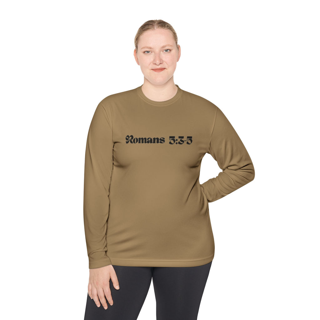 Romans 5:8 Long Sleeve Tee — Crown of Thorns Christian Faith Shirt