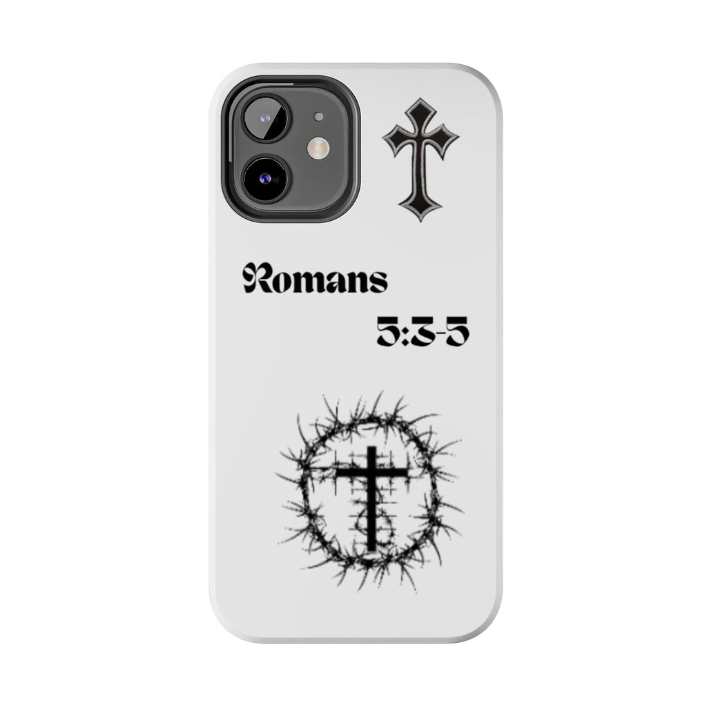 Romans 5:3-5 Christian Tough Phone Case — Inspirational Cross & Crown of Thorns Design
