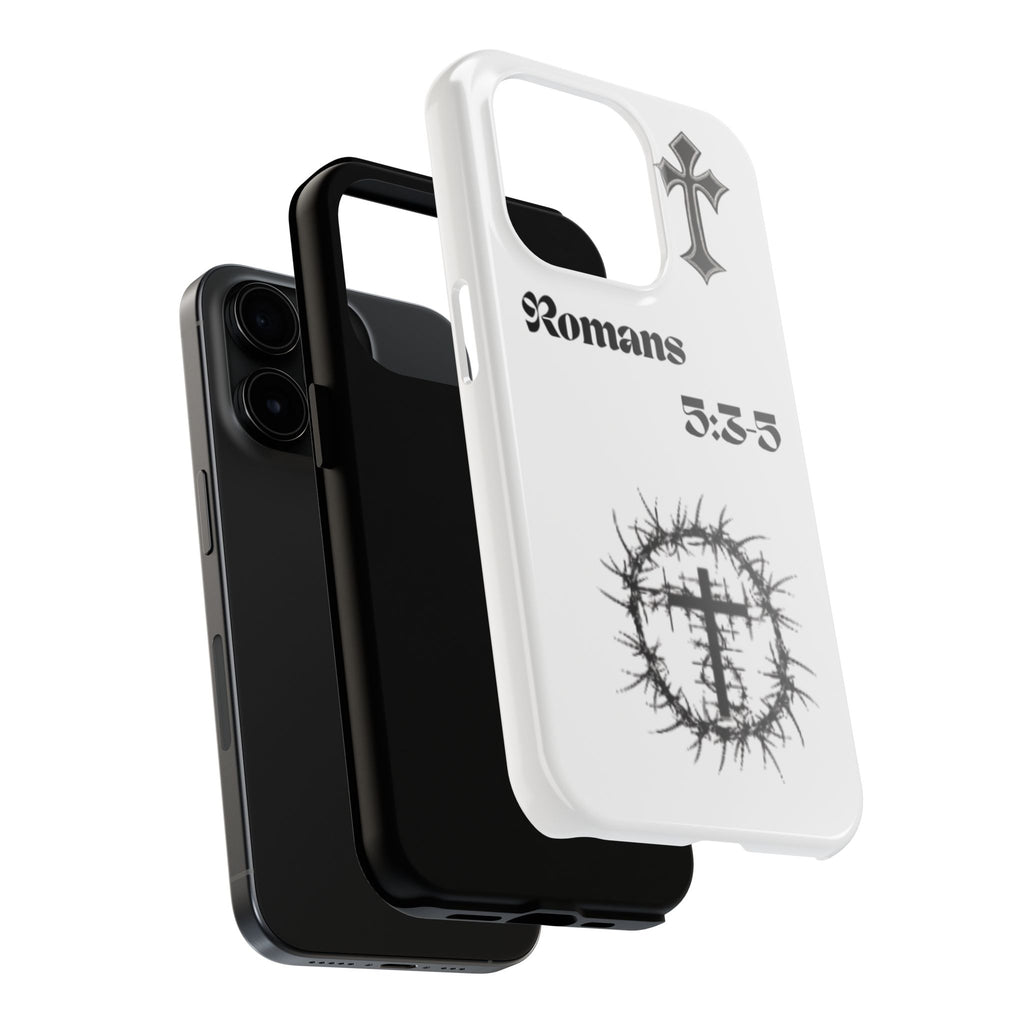 Romans 5:3-5 Christian Tough Phone Case — Inspirational Cross & Crown of Thorns Design
