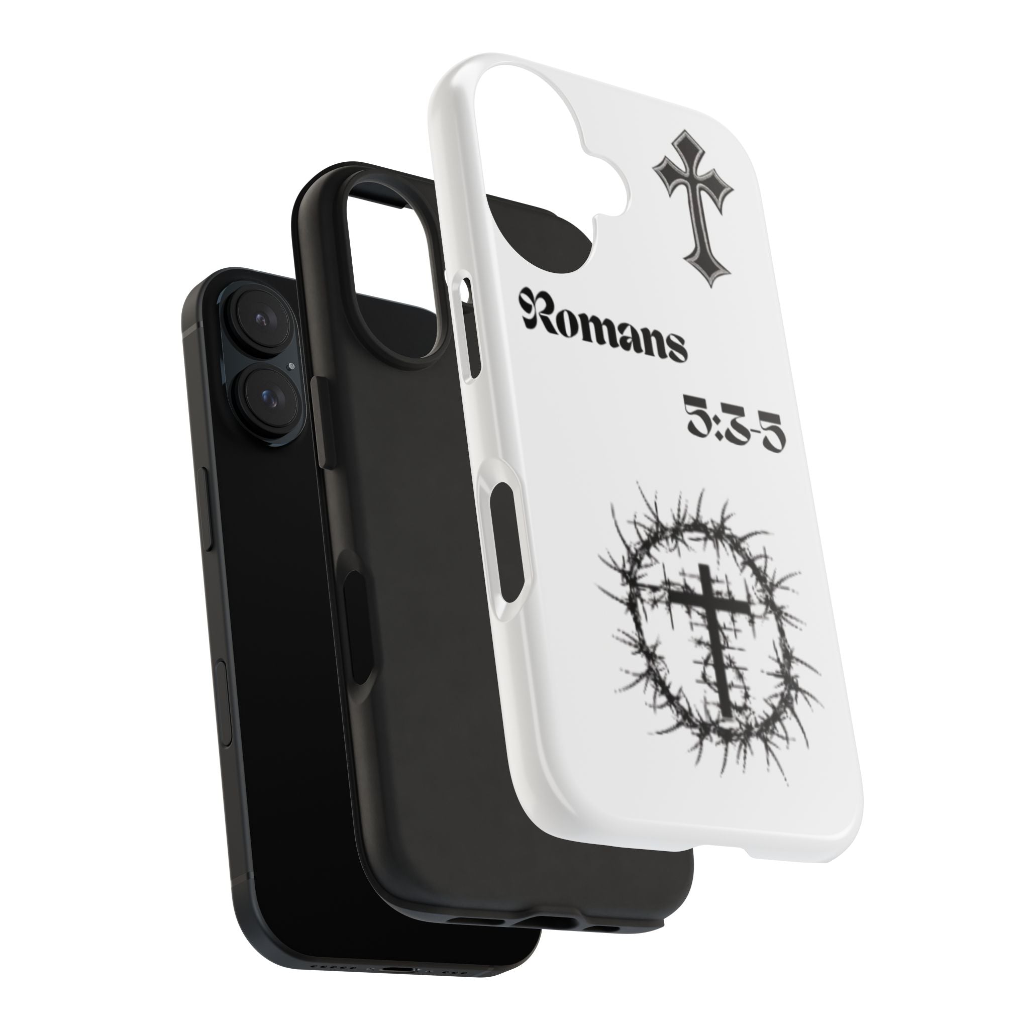 Romans 5:3-5 Christian Tough Phone Case — Inspirational Cross & Crown of Thorns Design