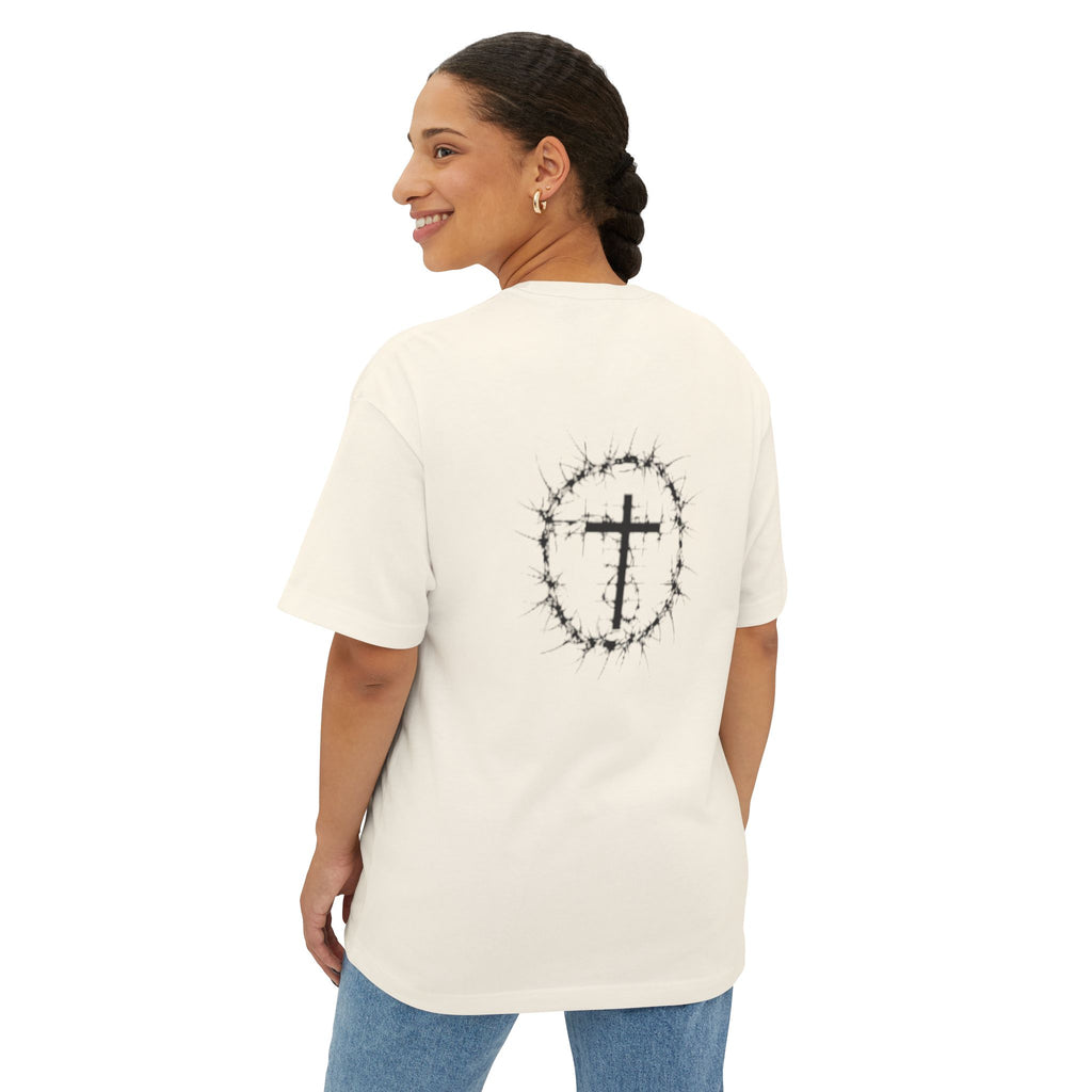 Romans 8:38 Tee — Christian Cross & Crown of Thorns Oversized Shirt
