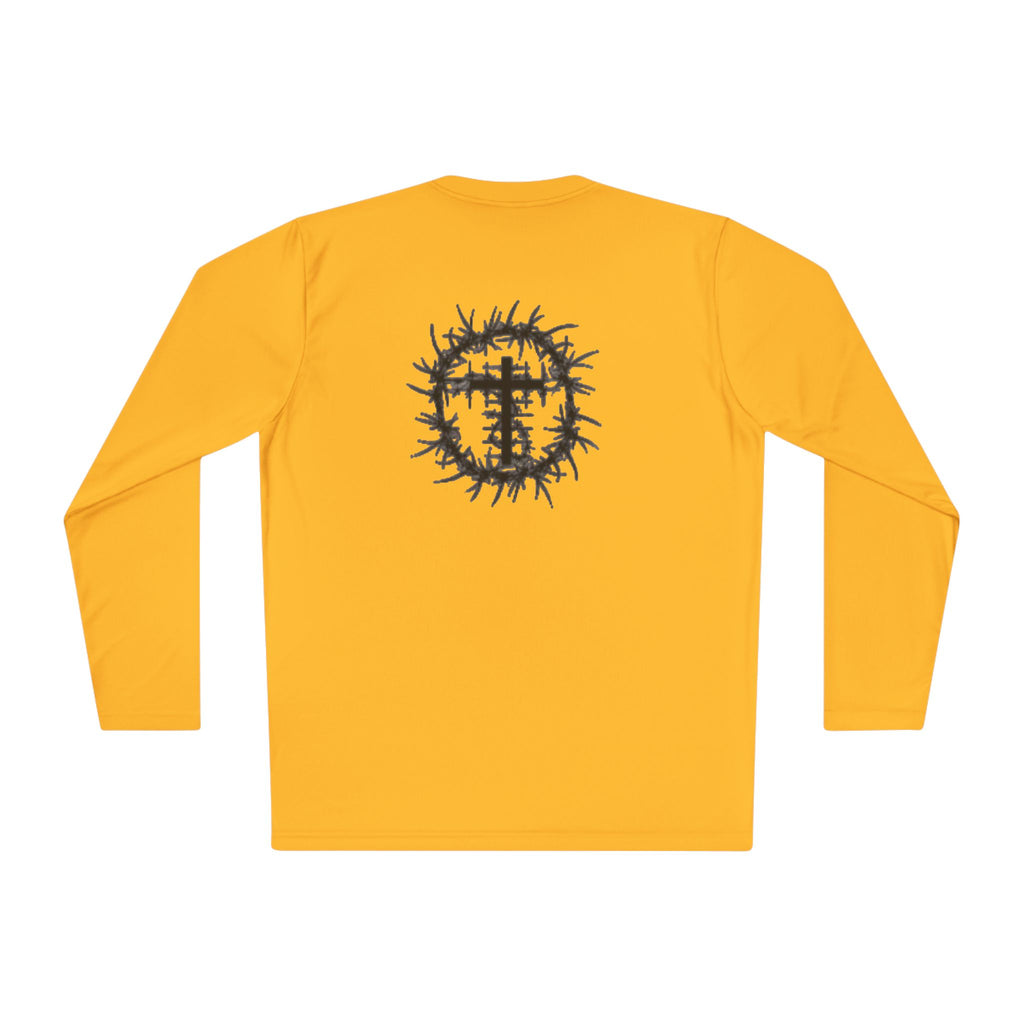 Romans 5:8 Long Sleeve Tee — Crown of Thorns Christian Faith Shirt